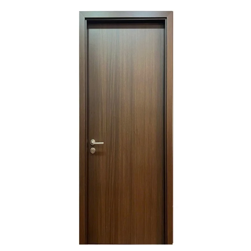Cửa gỗ Composite cánh phẳng nâu óc chó PDP02