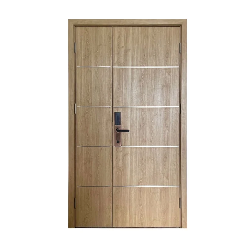 Cửa gỗ nhựa Composite cánh lệch 4 chỉ ngang PDL03